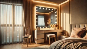 Bàn trang điểm có đèn led sang trọng trong phòng ngủ hiện đại