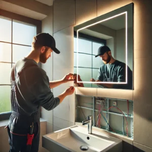 Lắp đặt gương phòng tắm có đèn LED âm tường