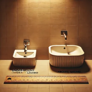 Kích thước lavabo rửa mặt tiêu chuẩn âm bàn và dương bàn so sánh