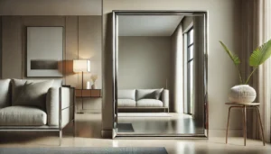 Gương toàn thân khung inox sáng bóng hiện đại
