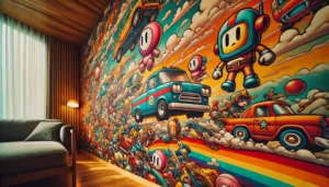 Tường tranh vẽ mural phòng ngủ bé trai sinh động, cá tính 